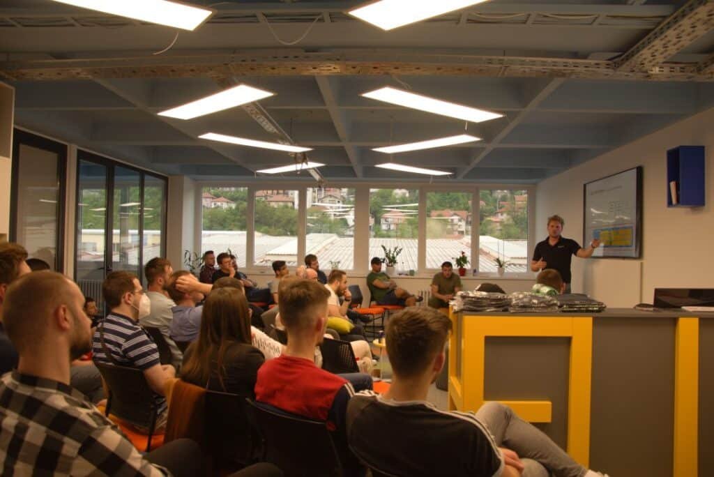 aws user group meetup at the cosmohub coworking space sarajevo, photo of the crowd